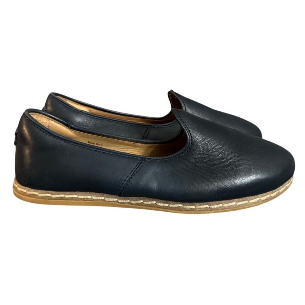 Charix Navy Blue Leather Artisan Loafers Slip On Shoes Euro 37.5 / US 7.5